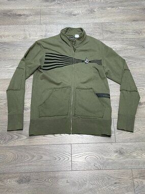 Volcom Vintage Y2K Zip Up Hoodie Sweatshirt Moss Green Skate Cyber Punk Grunge L
